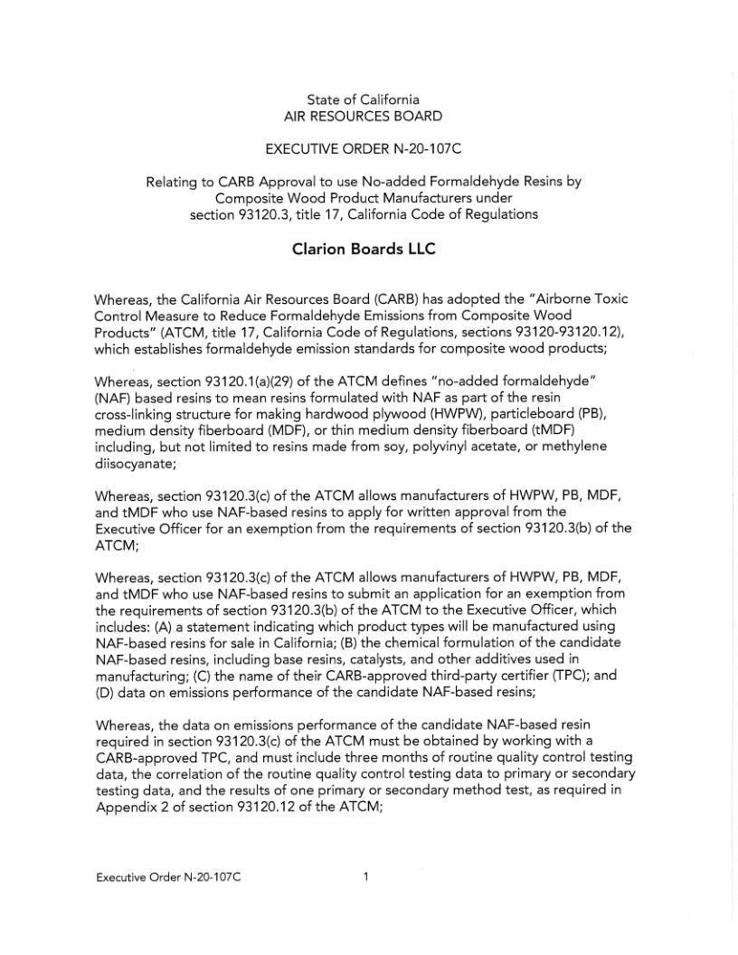 Certificat Clarion Boards